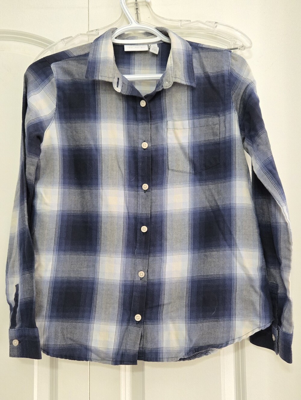 Children's Place Girls Blue Plaid Button-Up Shirt